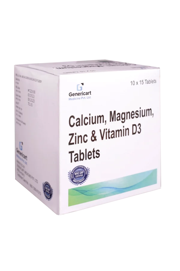 CALCIUM CARBONATE 1250 MG + MAGNESIUM HYDROXIDE 500 MG + ZINC 4 MG + VITAMIN D3 200 IU 15 TABLETS