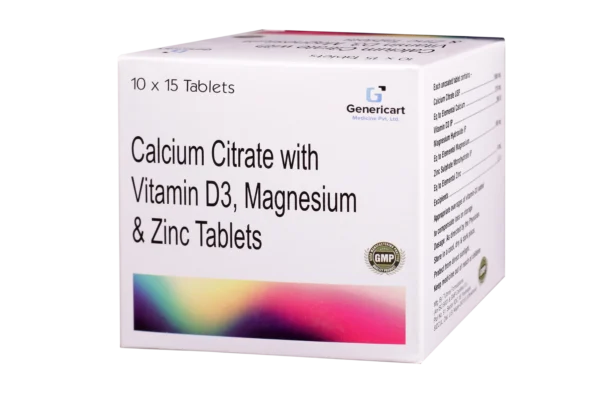 CALCIUM CITRATE 1000 MG + VITAMIN D3 200 IU + MAGNESIUM 100 MG + ZINC 4 MG 15 TABLETS