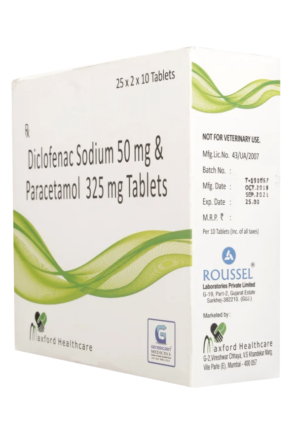 DICLOFENAC 50 MG + PARACETAMOL 325 MG 10 TABLETS