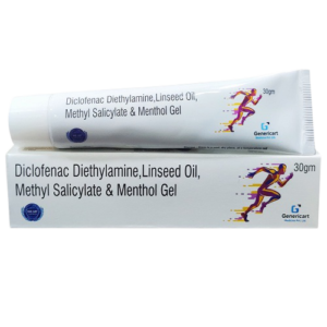 DICLOFENAC DIETHYLAMINE 1.16% W/W + LINSEED OIL 3% W/W + METHYL SALICYLATE 10% W/W + MENTHOL 0.5% W/W GEL BASE 30 GM.
