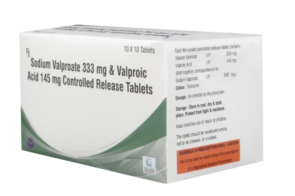 SODIUM VALPROATE 333 MG + VALPROIC ACID 145 MG CR 10 TABLETS