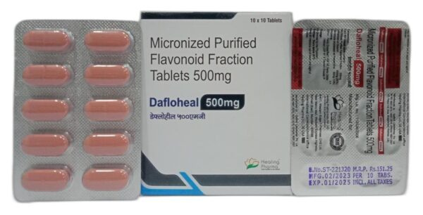 Micronized Purified Flavonoid Fraction 500mg + Composed of Diosmin 450mg(90%) + Flavonoids express as Hesperidine 50mg (10%)