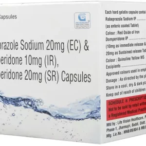 RABEPRAZOLE 20 MG + DOMPERIDONE 10 MG (IR) + DOMPERIDONE 20 MG (SR)  10 CAPSULES