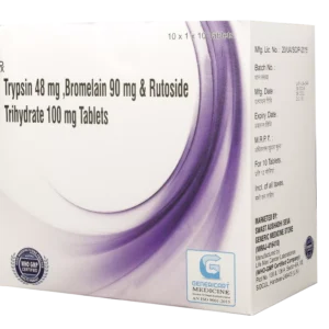 TRYPSIN 48 MG + BROMELAIN 90 MG + RUTOSIDE TRIHYDRATE 100 MG 10 TABLETS