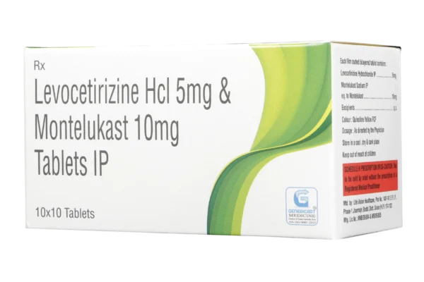 LEVOCETIRIZINE DIHYDROCHLORIDE 5 MG + MONTELUKAST 10 MG 10 TABLETS