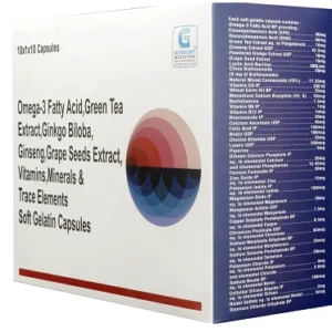 OMEGA-3 FATTY ACID + GREEN TEA EXTRACT + GINKGO BILOBA EXTRACT + GINSENG + GRAPES SEEDS EXTRACT+ ANTI-OXIDANT+ MULTIVITAMINS + MULTIMINERALS SOFT GELATIN CAP  10 CAPSULES