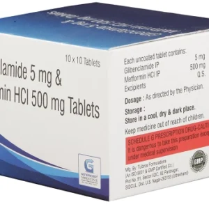 GLIBENCLAMIDE 5 MG + METFORMIN HYDROCHLORIDE 500 MG 10 TABLETS