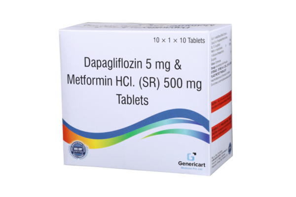 DAPAGLIFLOZIN 5 MG + METFORMIN HYDROCHLORIDE 500 MG (SR) 10 TABLETS