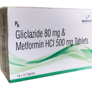 GLICLAZIDE 80 MG + METFORMIN HYDROCHLORIDE 500 MG 10 TABLETS