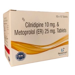 CILNIDIPINE 10 MG + METOPROLOL 25 MG ER 10 TABLETS