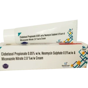 CLOBETASOL PROPIONATE 0.05% W/W + MICONAZOLE NITRATE 2.0% W/W + NEOMYCIN SULPHATE 0.5% W/W CREAM  10 GM.