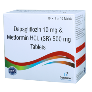 DAPAGLIFLOZIN 10 MG + METFORMIN HYDROCHLORIDE 500 MG (SR)  10 TABLETS