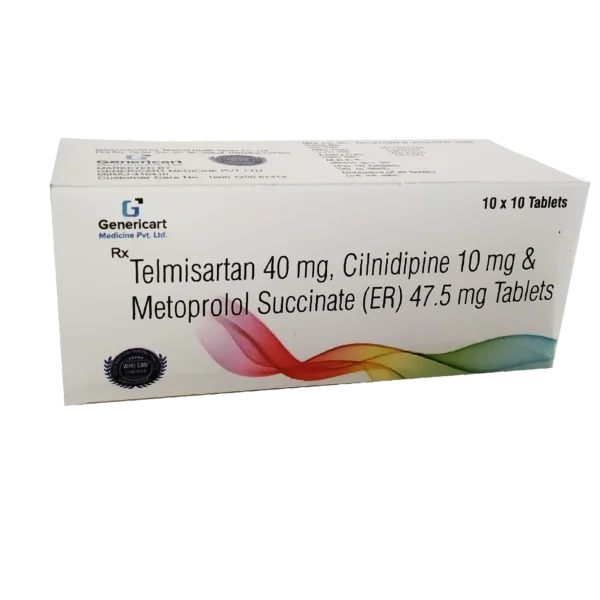 TELMISARTAN 40 MG + CILNIDIPINE 10 MG + METOPROLOL SUCCINATE (ER) 47.50 MG 10 TABLETS