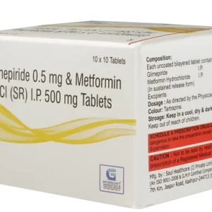 GLIMEPIRIDE 0.5 MG + METFORMIN HYDROCHLORIDE SR 500 MG  10 TABLETS