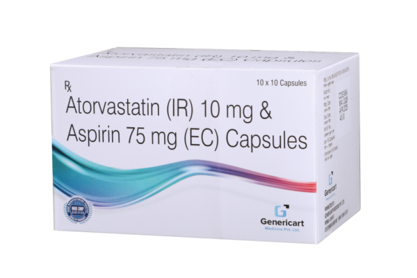 ATORVASTATIN 10 MG + ASPIRIN 75 MG 10 CAPSULES