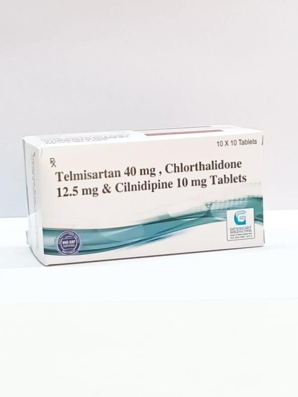 TELMISARTAN 40 MG + CHLORTHALIDONE 12.5 MG + CLINDIPINE 10 MG STRIP of 10 TAB.