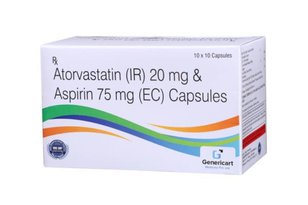 ATORVASTATIN 20 MG + ASPIRIN 75 MG 10 CAPSULES