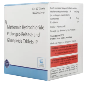 GLIMEPIRIDE 3 MG + METFORMIN HYDROCHLORIDE 1000 MG (PR)  10 TABLETS