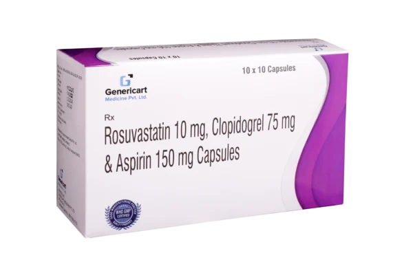ROSUVASTATIN 10 MG + CLOPIDOGREL 75 MG + ASPIRIN 150 MG 10 CAPSULES